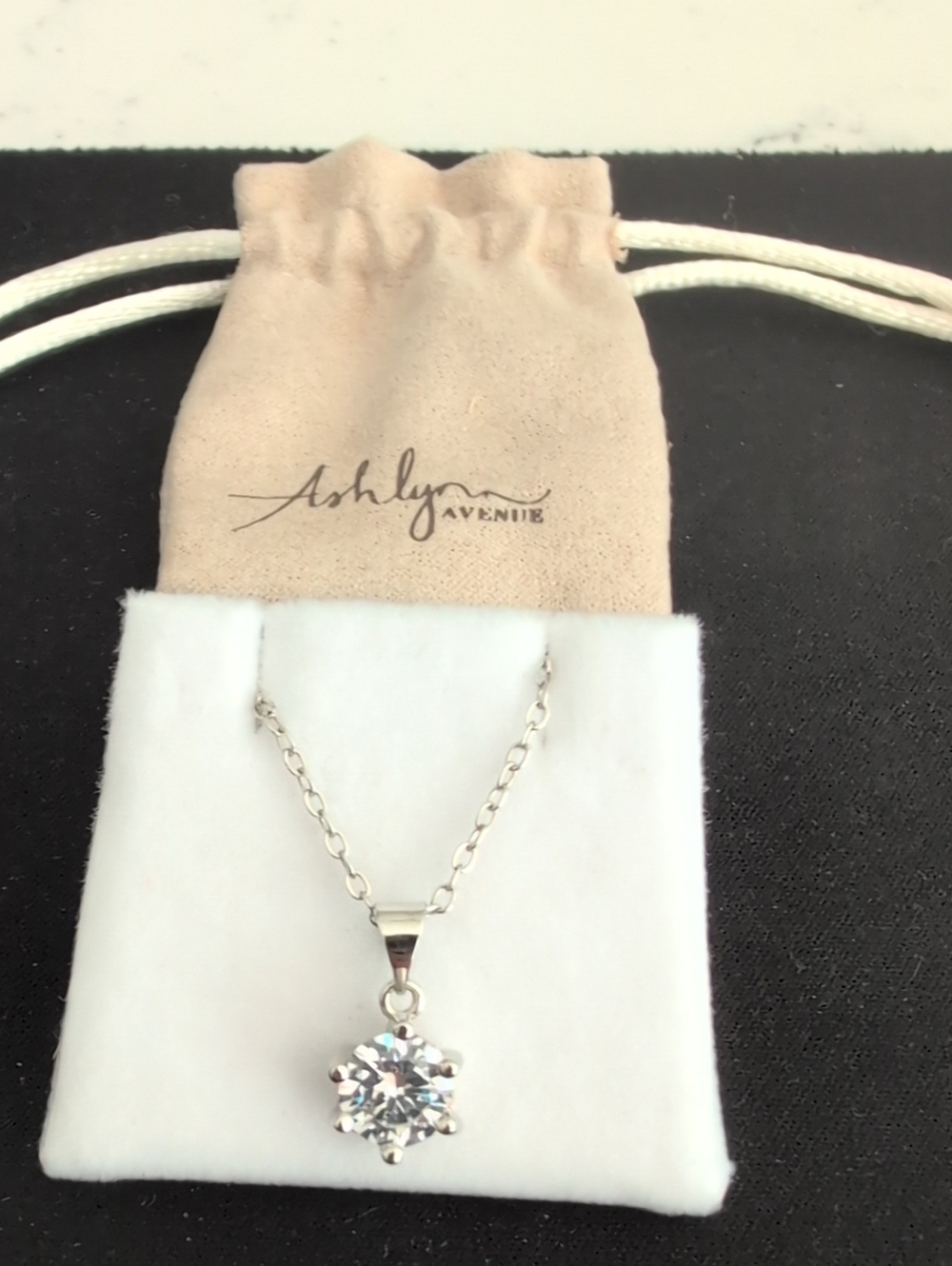 White Gold Plated 2 CT Cubic Zirconia Pendant